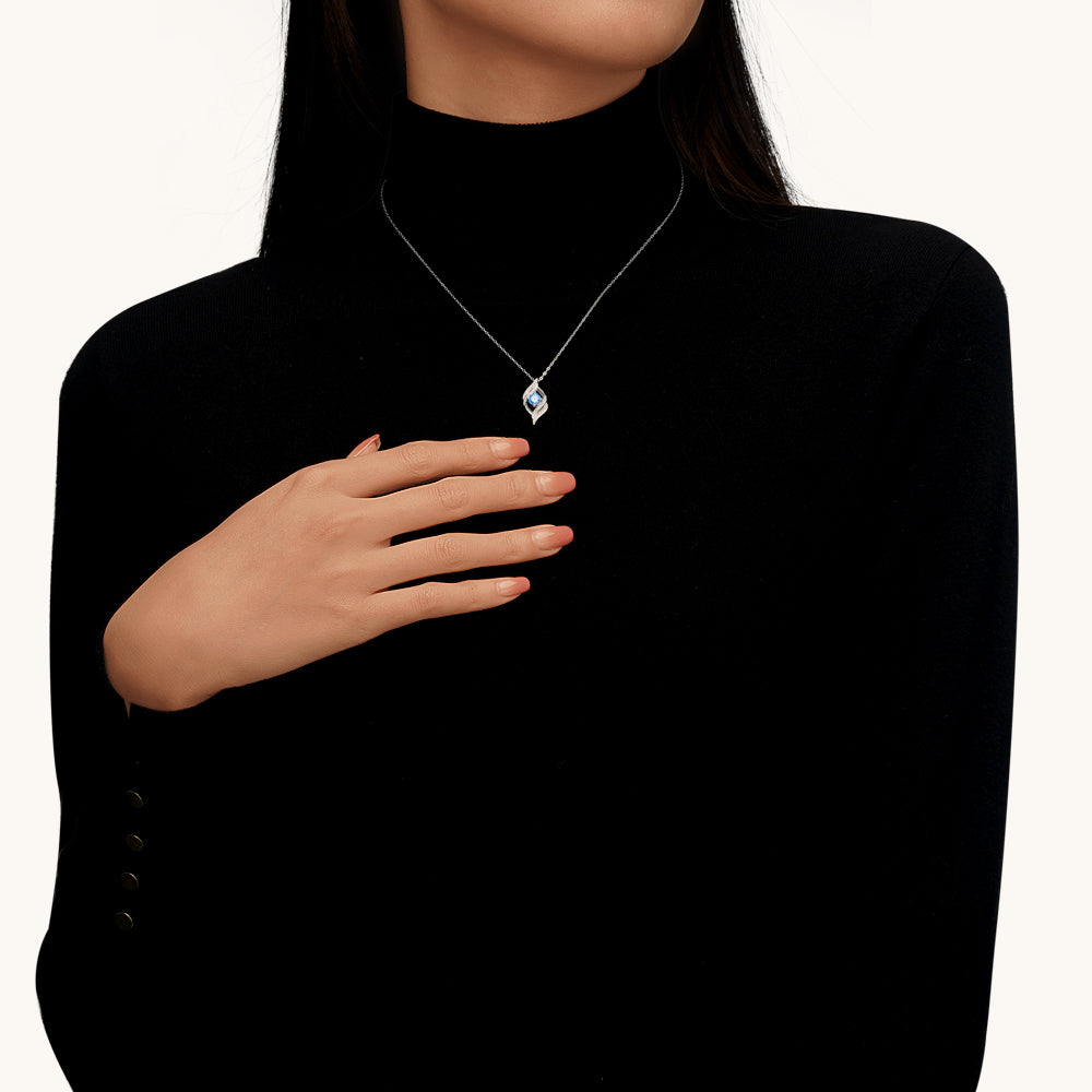 Gnoce Round Birthstone Curved Necklace_6