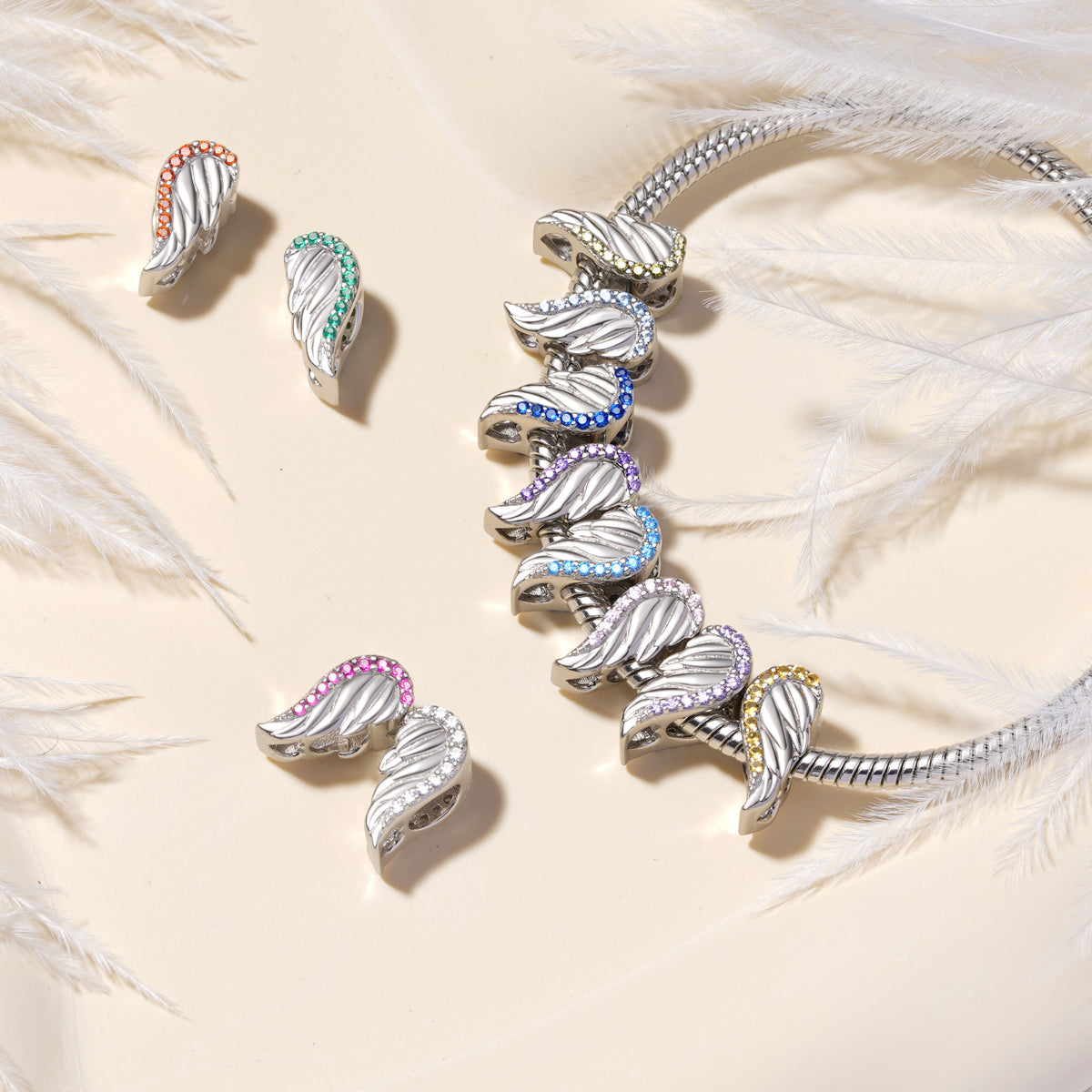 Gnoce Birthstone Angel Wings Personalized Charm_3