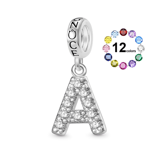 Gnoce Initial Letters Personalized Birthstone Gift Charm Platinum-plated Silver Blend_1