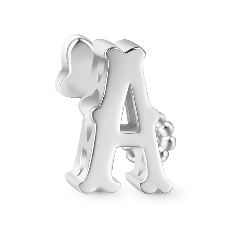 Gnoce Initial Letter Flower Personalized Charm Platinum-plated Silver Blend_2