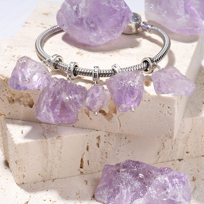 Gnoce Amethyst Raw Stone Pendant Dangle Charm_3