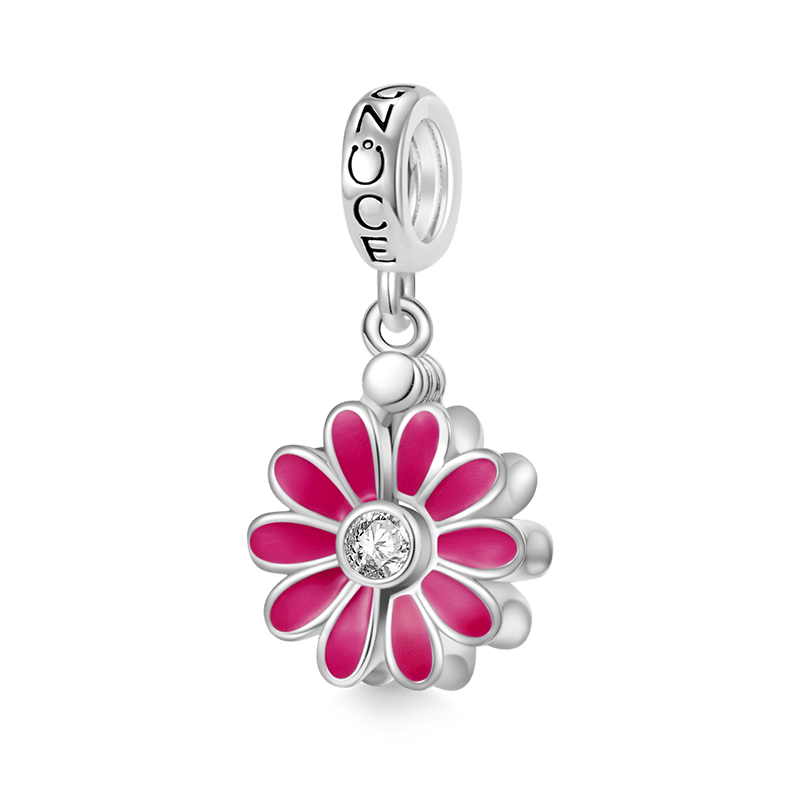 Gnoce Engravable Name Daisy Birthstone Pendant Dangle Charm_2