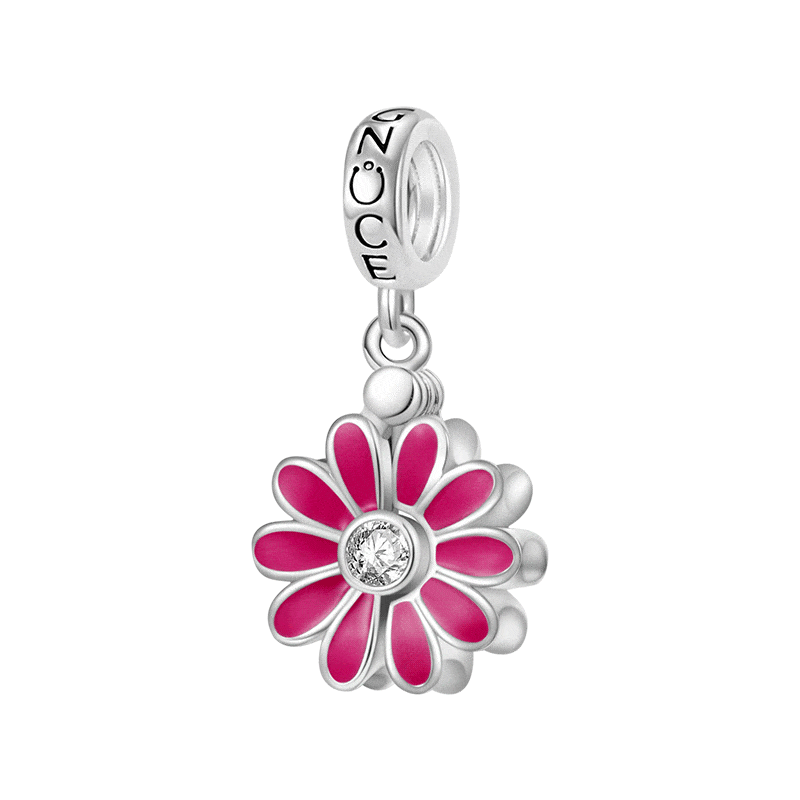 Gnoce Engravable Name Daisy Birthstone Pendant Dangle Charm_1