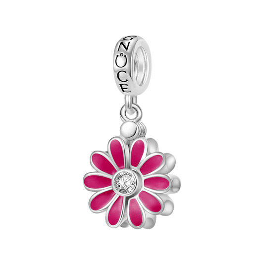Gnoce Engravable Name Daisy Birthstone Pendant Dangle Charm_1