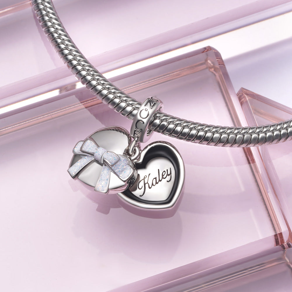 Gnoce Heart Gift Box Engravable Pendant Dangle Charm_2