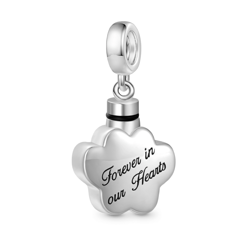 Gnoce Engravable "Forever In Our Hearts" Pet Paw Memorial Urn Ashes Pendant Dangle Charm_4