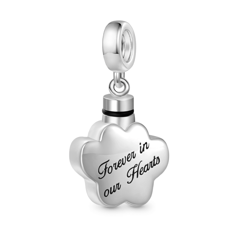 Gnoce Engravable "Forever In Our Hearts" Pet Paw Memorial Urn Ashes Pendant Dangle Charm_4