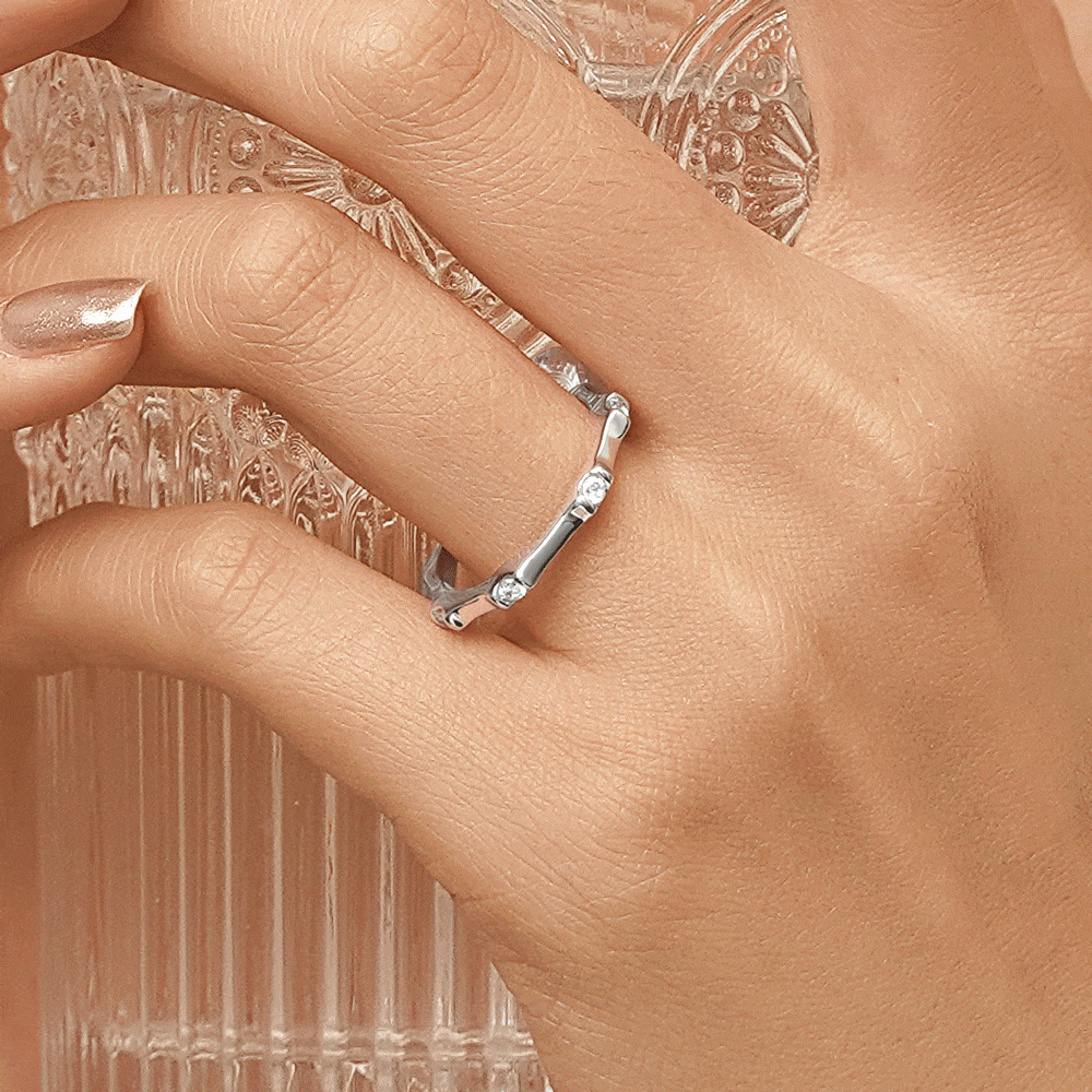 Gnoce Silver Bamboo Fashion Ring_5