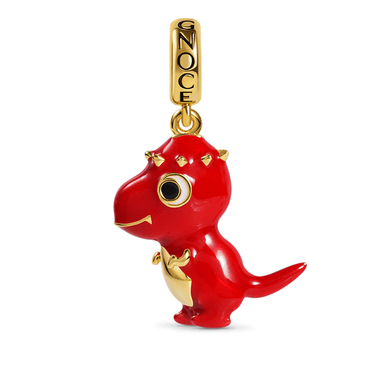 Pachycephalosaurus Pendant Dangle Dinosaur Charm Sterling Silver 18K Gold Plated for Dragon Lovers_1