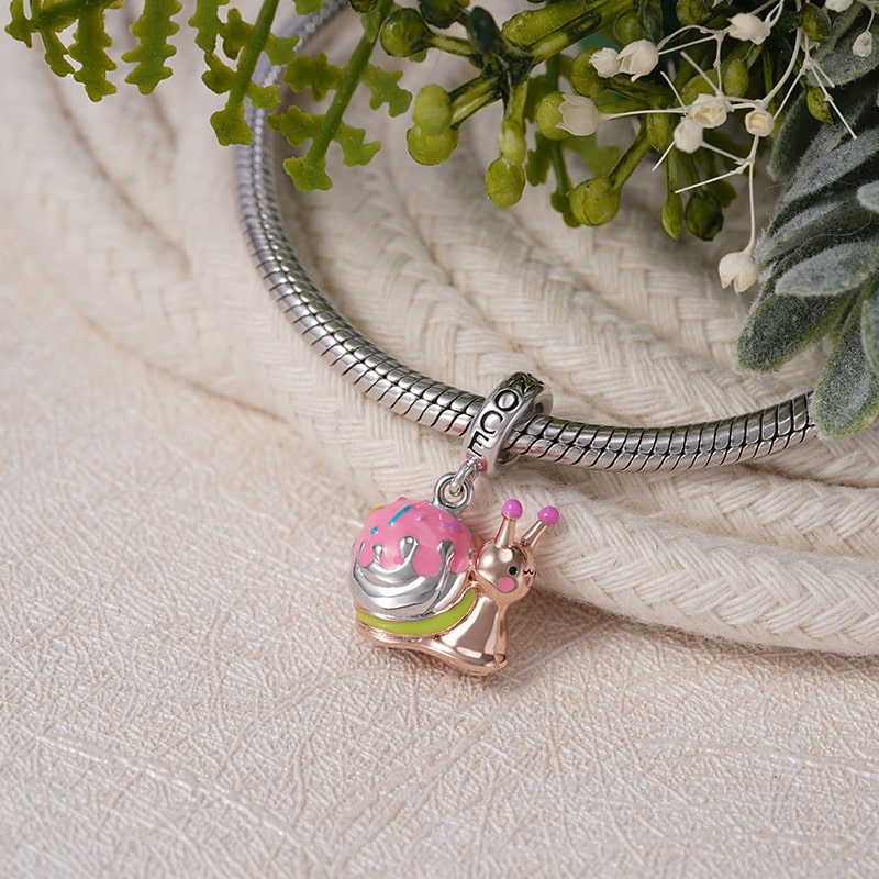 Pinky Snail Pendant Dangle Charm Sterling Silver 18K Rose Gold Plated_2