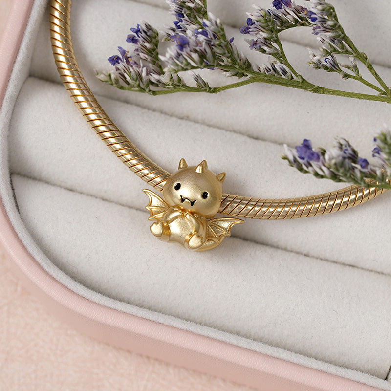 Cute Dragon Charm Bead Sterling Silver 18K Gold Plated_2