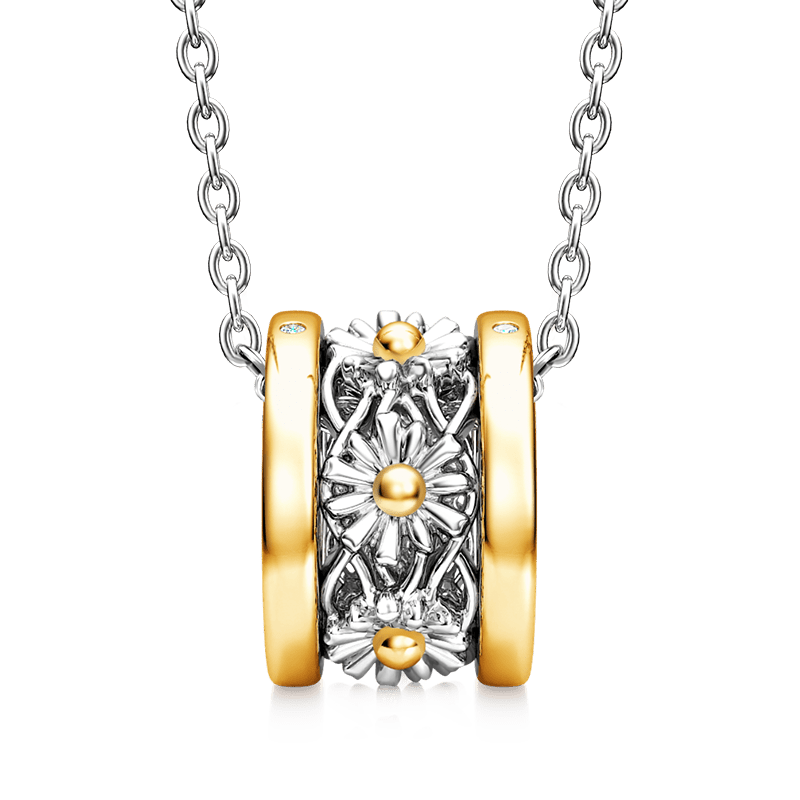 Gnoce Daisy Flower Pendant Necklace_2