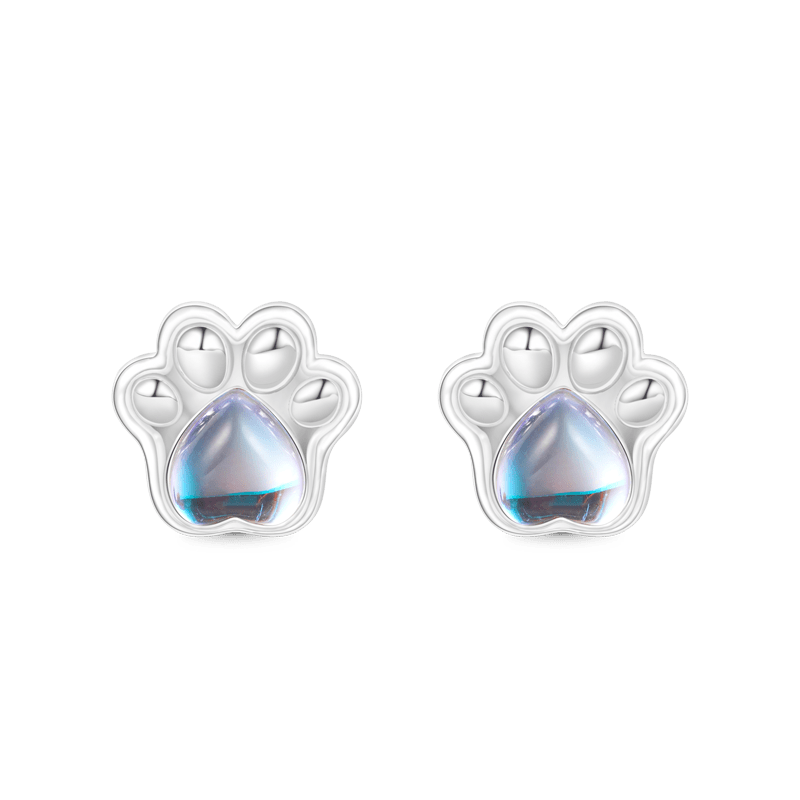 Gnoce Moonstone Pet Paw Stud Earrings_1