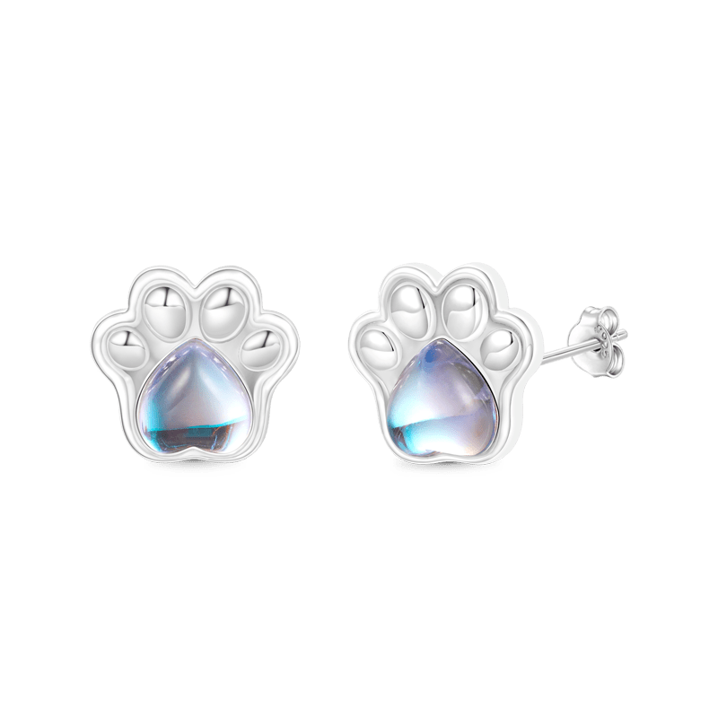 Gnoce Moonstone Pet Paw Stud Earrings_2