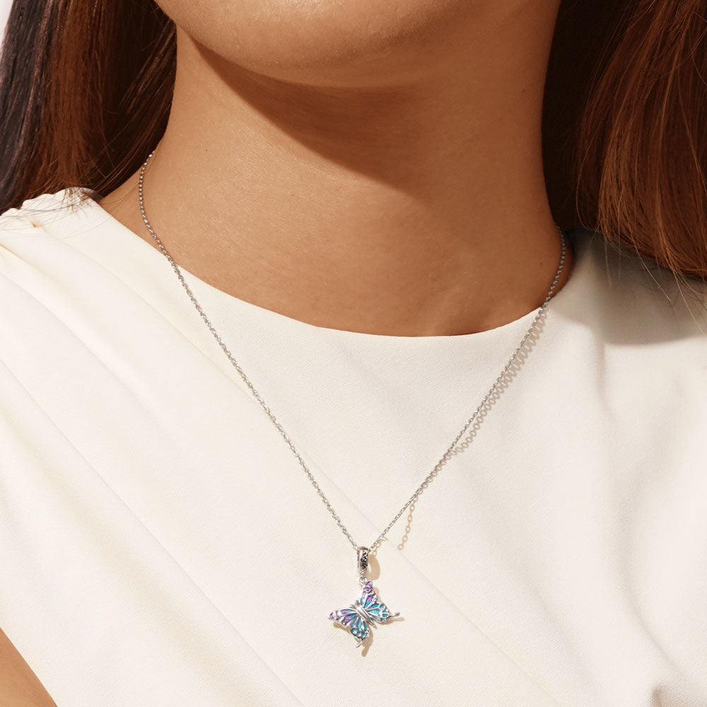 Gnoce Blue-violet Butterfly Pendant Dangle Charm_5