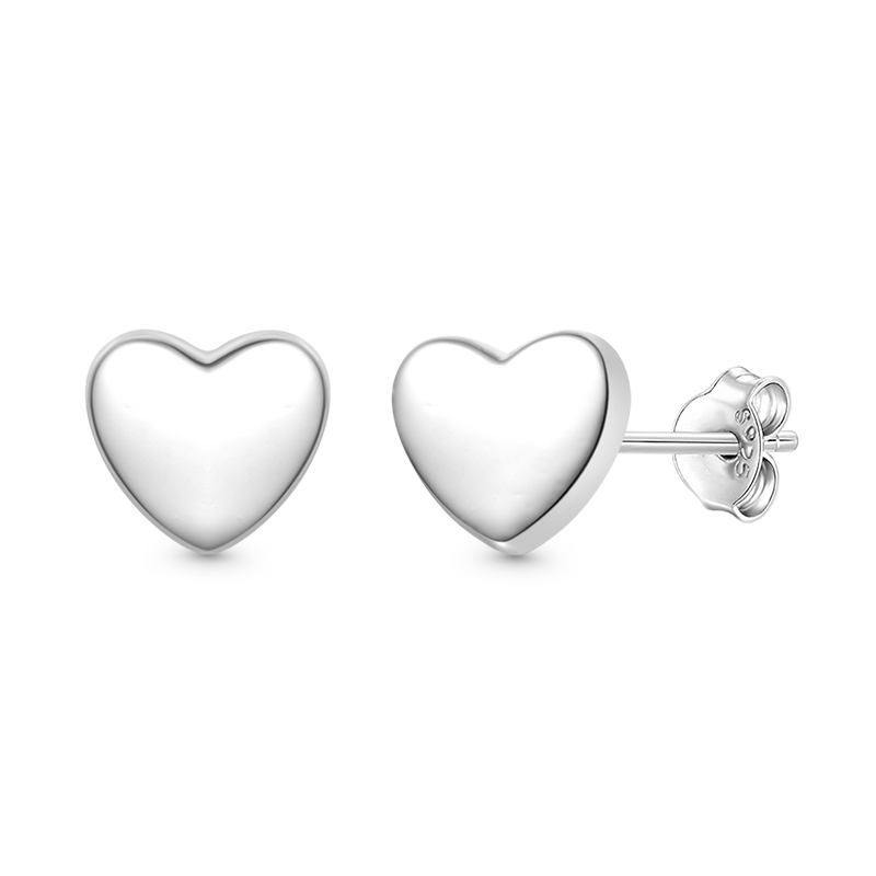 Gnoce Silver Minimalist Heart Stud Earrings Platinum-plated Silver Blend_1