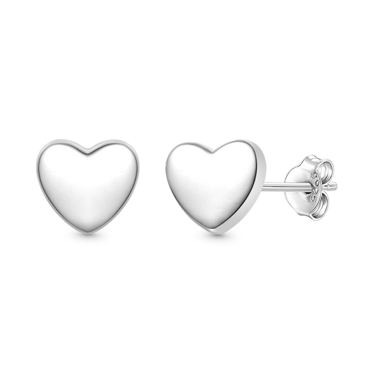 Gnoce Silver Minimalist Heart Stud Earrings Platinum-plated Silver Blend_1