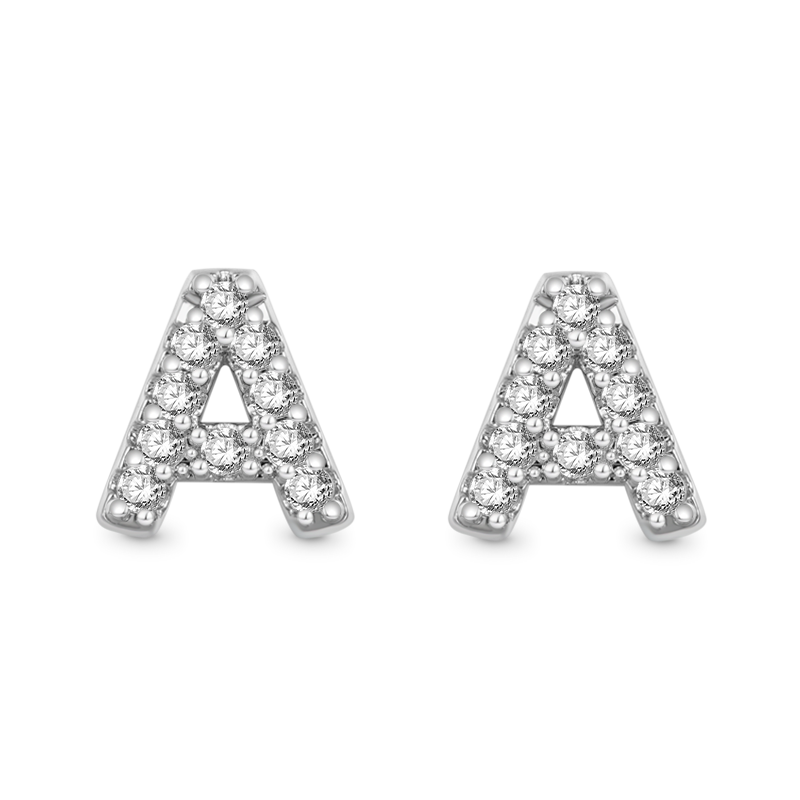 Gnoce Personalized Diamond Initial Letter Stud Earrings_1