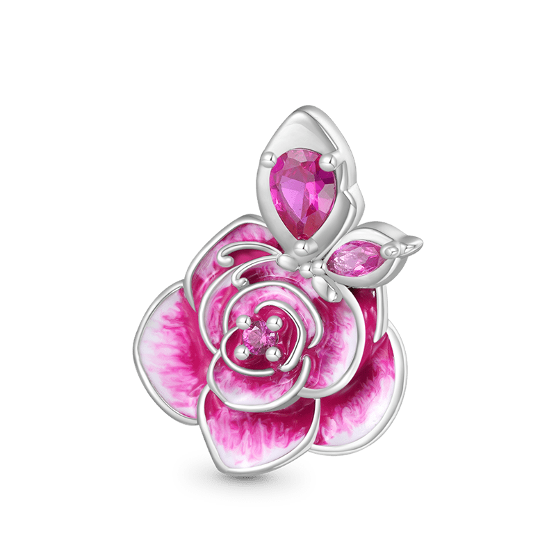 Gnoce Pink Rose Flower Charm_1
