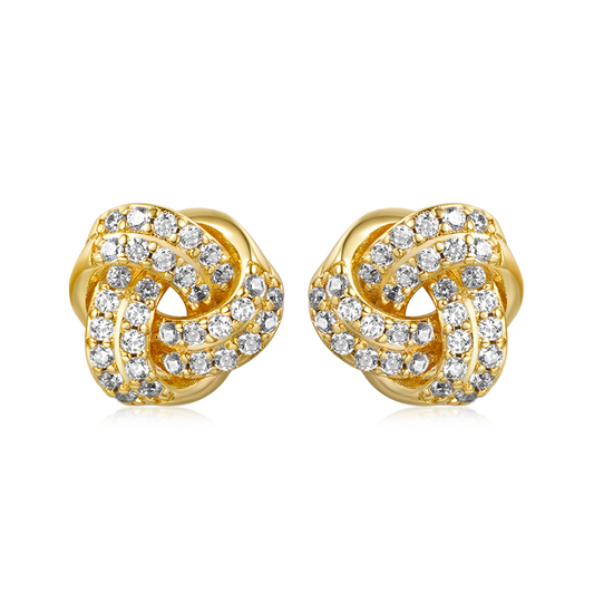 Gnoce Diamond Love Knot Stud Earrings Platinum-plated Silver Blend_1