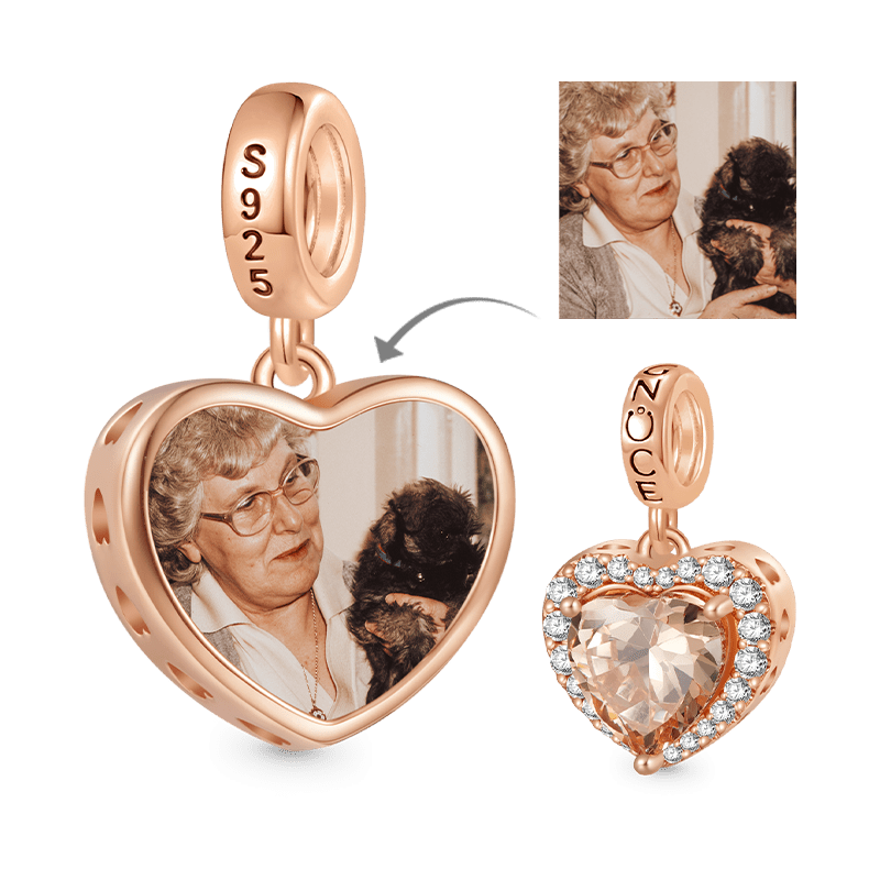 Gnoce Heart Personalized Photo Pendant Dangle Charm_1