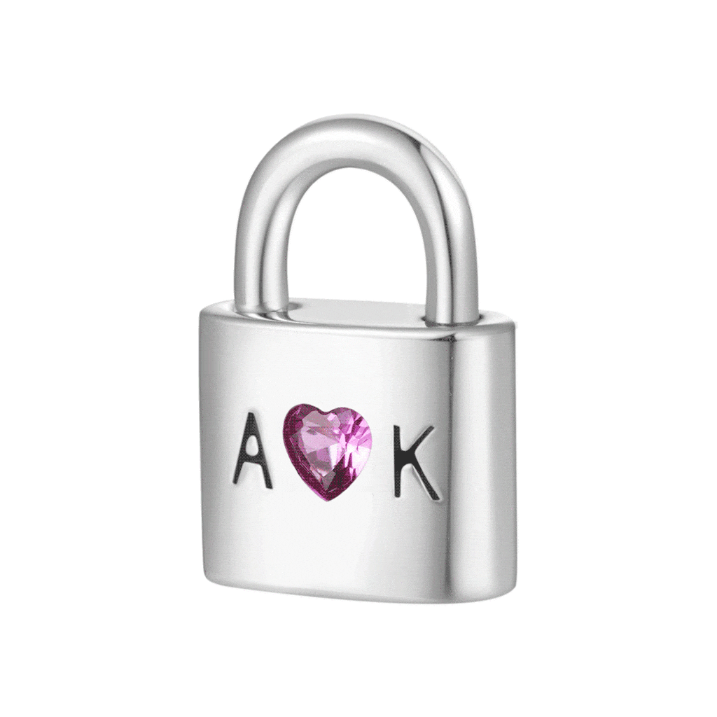 Gnoce Personalized Letter Openable Lock Charm Platinum-plated Silver Blend_1