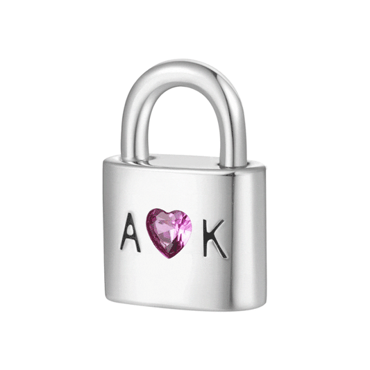 Gnoce Personalized Letter Openable Lock Charm Platinum-plated Silver Blend_1