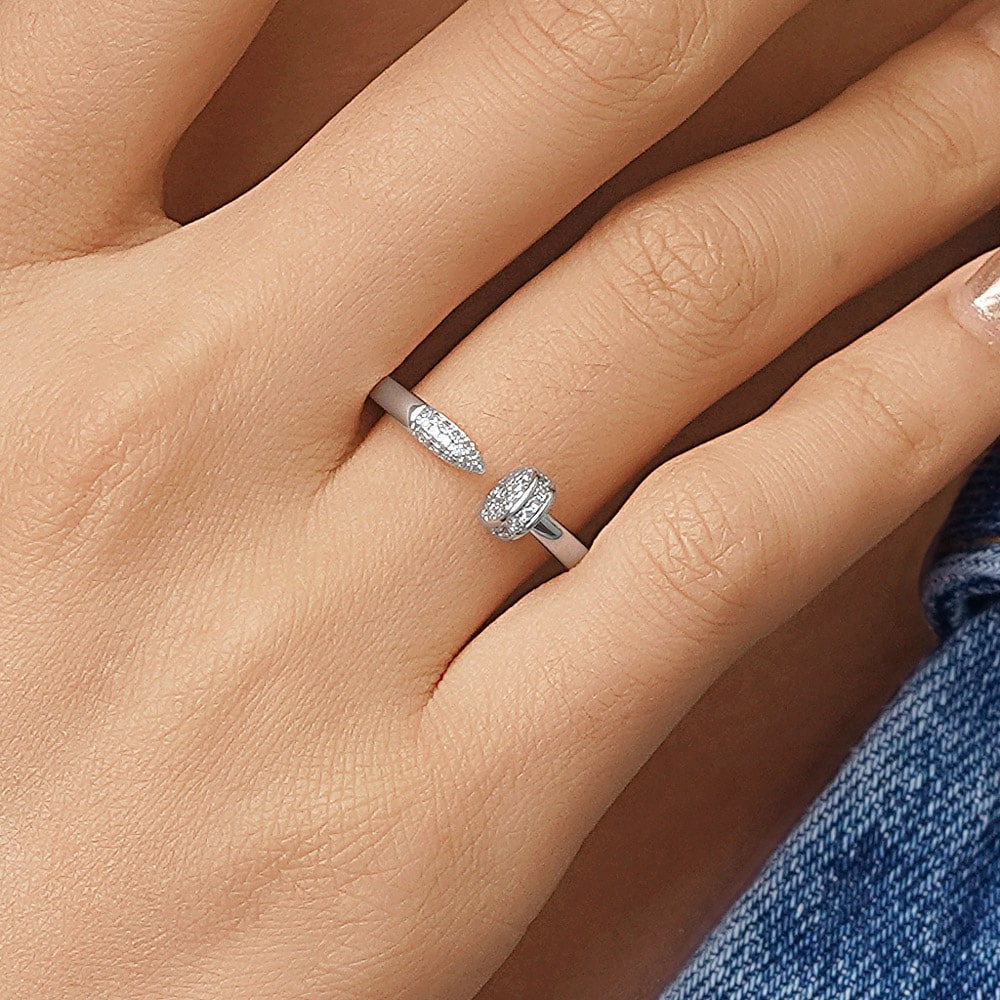 Gnoce Adjustable Diamond Nail Cuff Ring_5