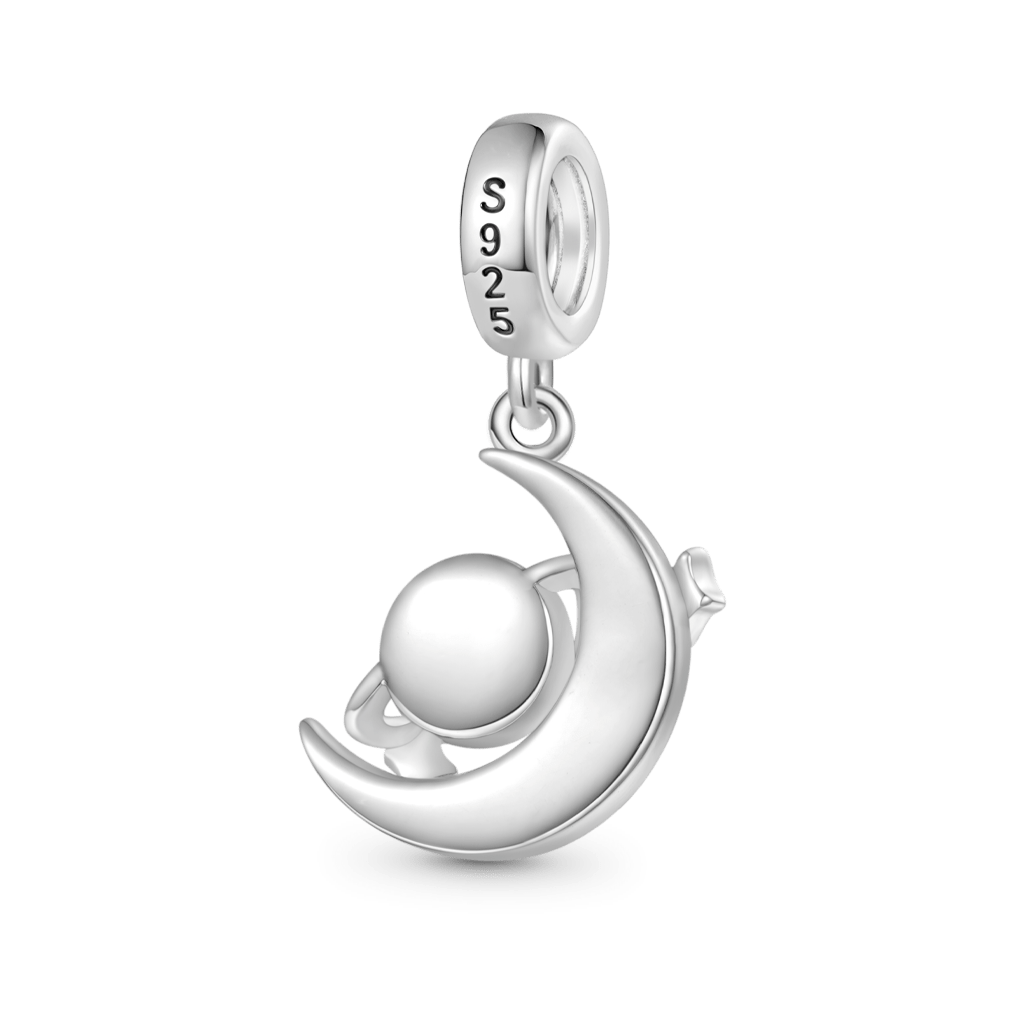 Gnoce Galaxy Crescent Moon Charm Platinum-plated Silver Blend_2