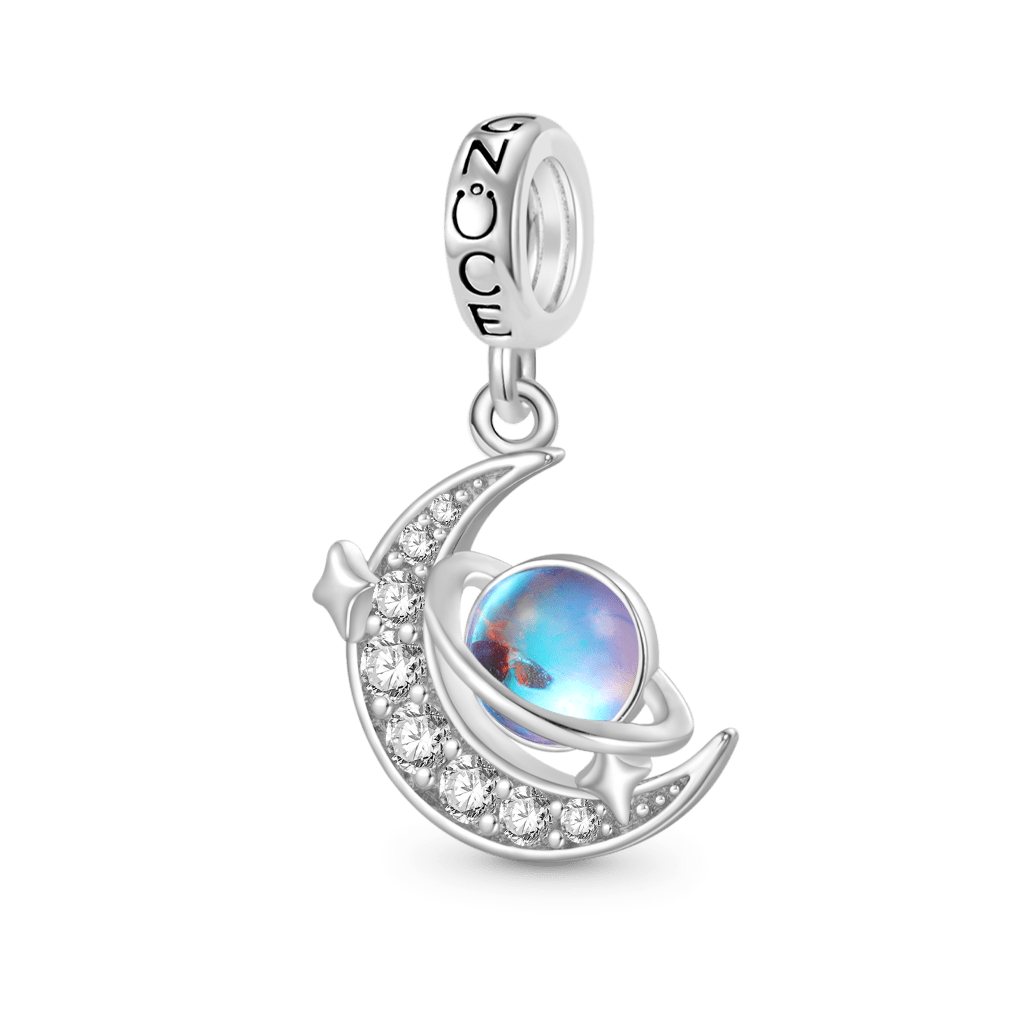 Gnoce Galaxy Crescent Moon Charm Platinum-plated Silver Blend_1