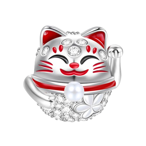 Gnoce Lucky Cat Charm Platinum-plated Silver Blend_1