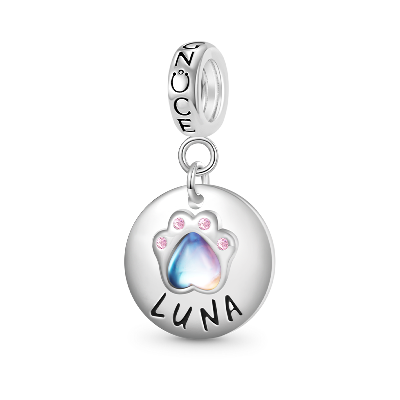 Gnoce Engravable Moonstone Pet Paws Pendant Dangle Charm_1