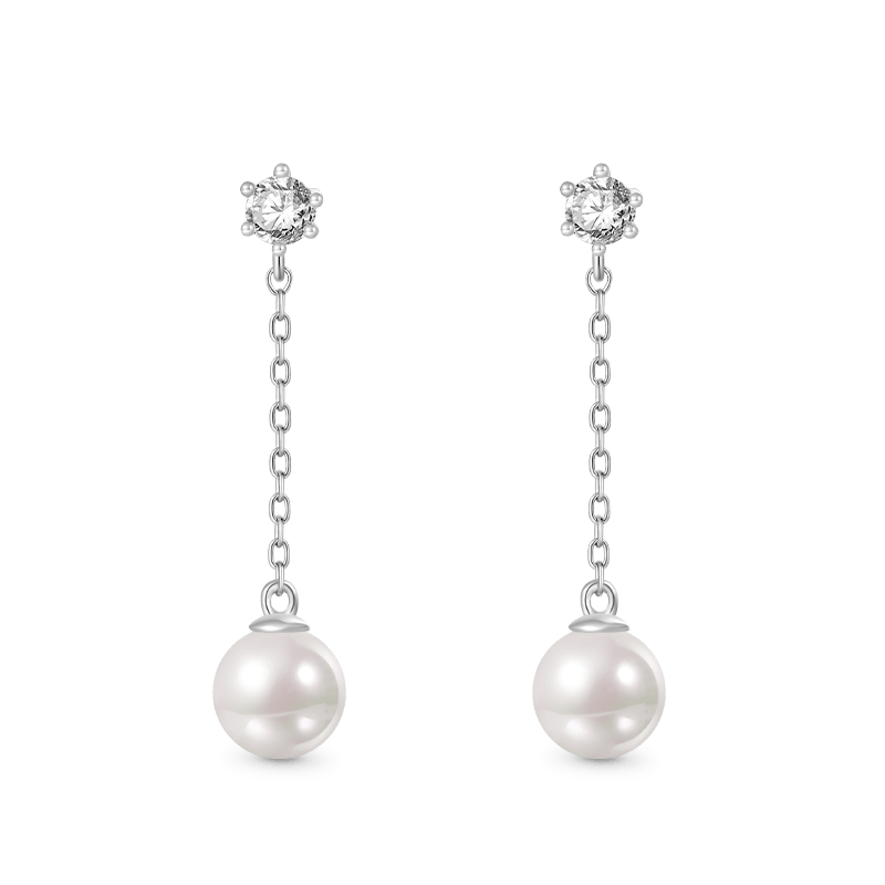 Gnoce Pearl Stud Earrings Platinum-plated Silver Blend_1