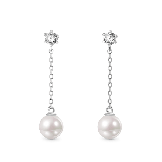 Gnoce Pearl Stud Earrings Platinum-plated Silver Blend_1