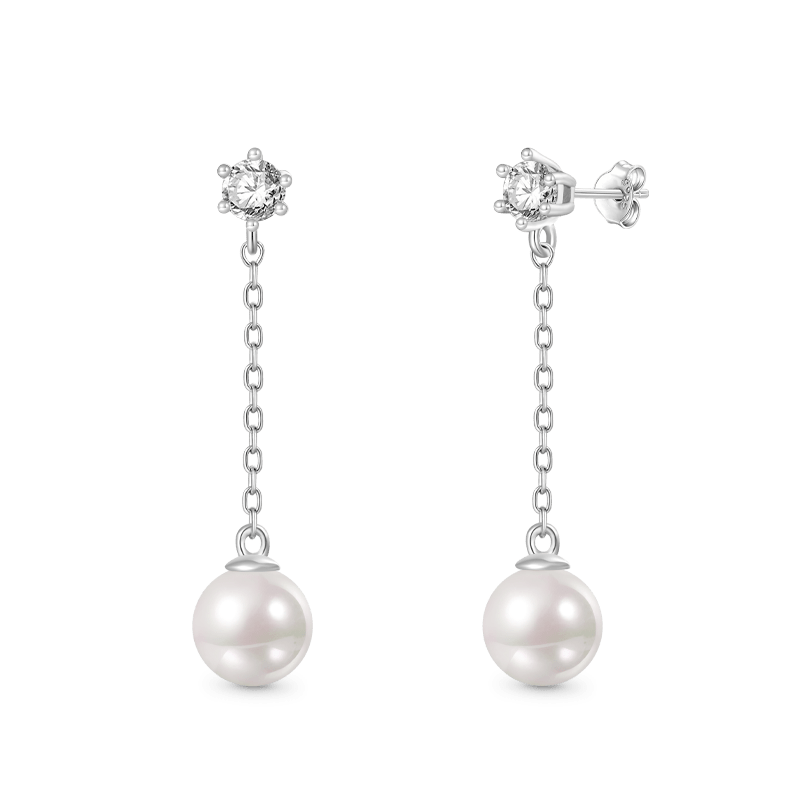 Gnoce Pearl Stud Earrings Platinum-plated Silver Blend_2
