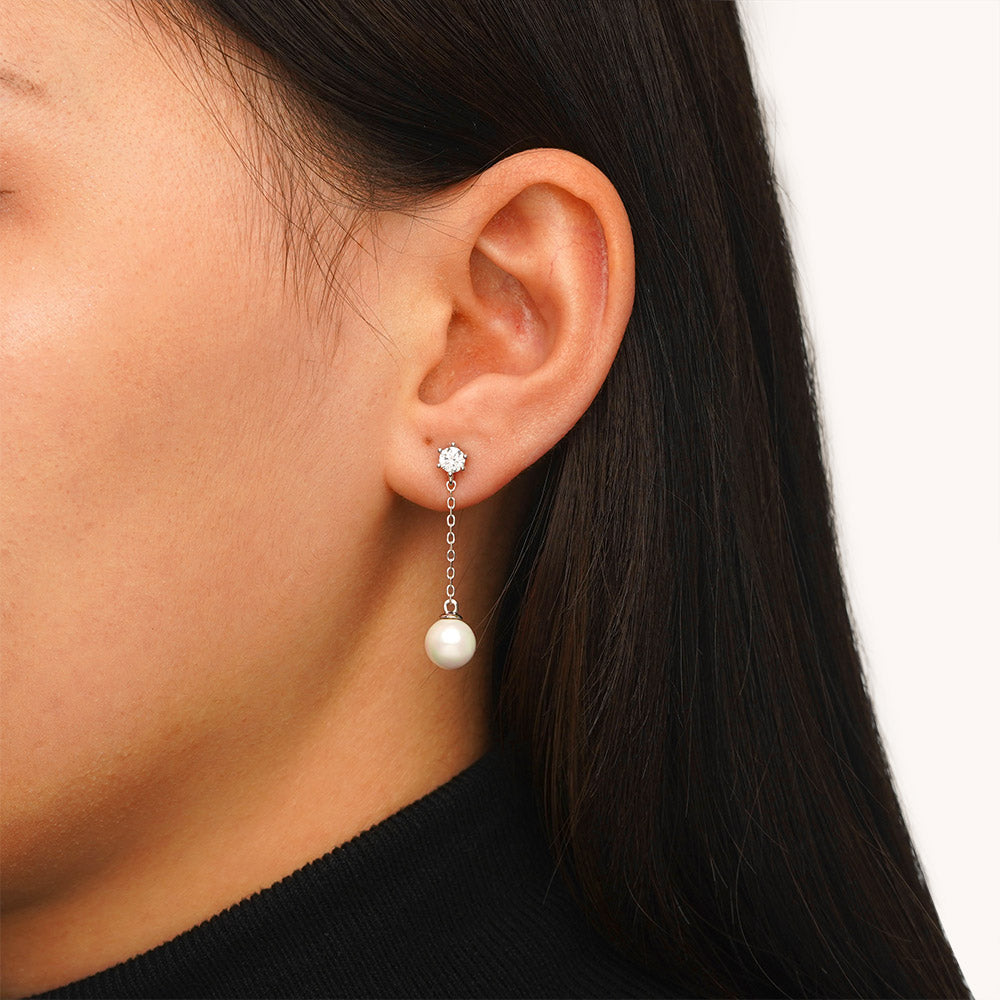 Gnoce Pearl Stud Earrings Platinum-plated Silver Blend_4