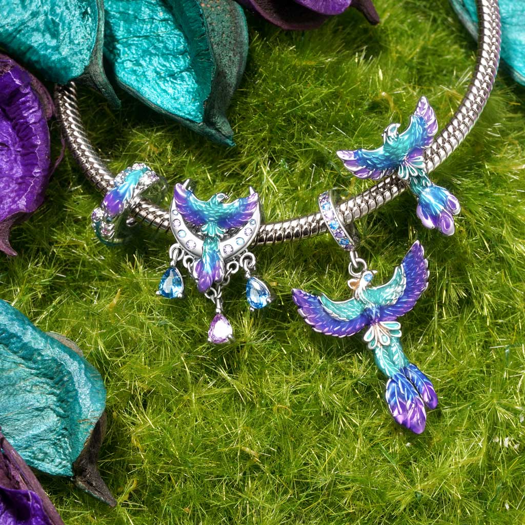 Gnoce Phoenix Moon Charm Platinum-plated Silver Blend_3
