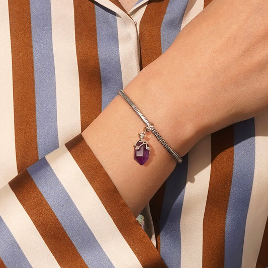 Gnoce Natural Crystal Hexagonal Column Amethyst Pendant Dangle Charm_6