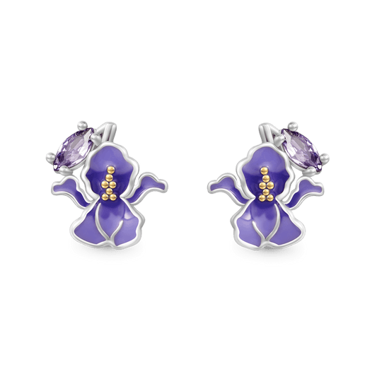 Gnoce Birthday Flower Series Iris Stud Earrings_1