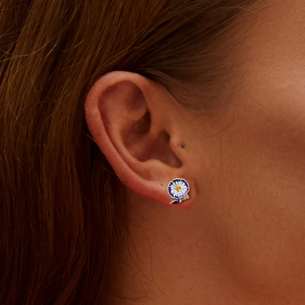 Gnoce Birthday Flower Series Morning Glory Stud Earrings_5
