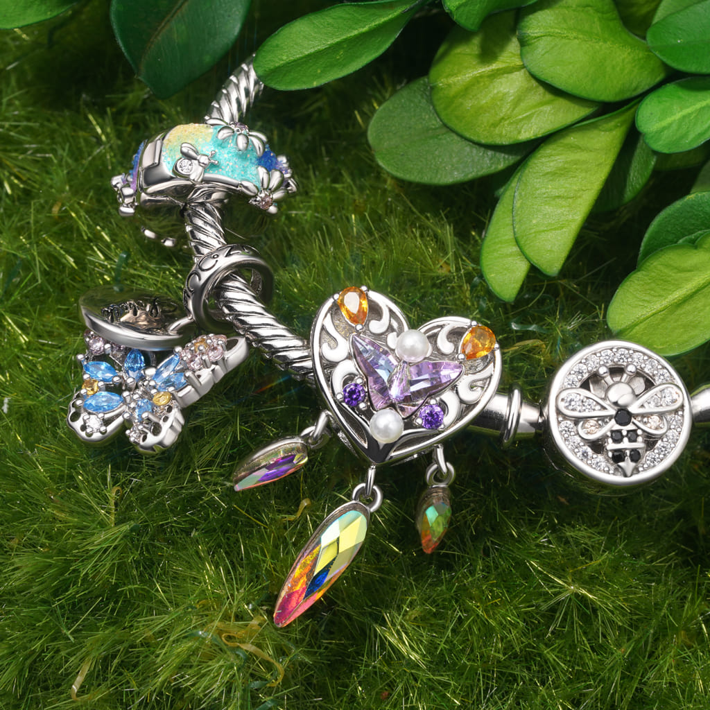 Gnoce Bee Daisy Colorful Charm Platinum-plated Silver Blend_3