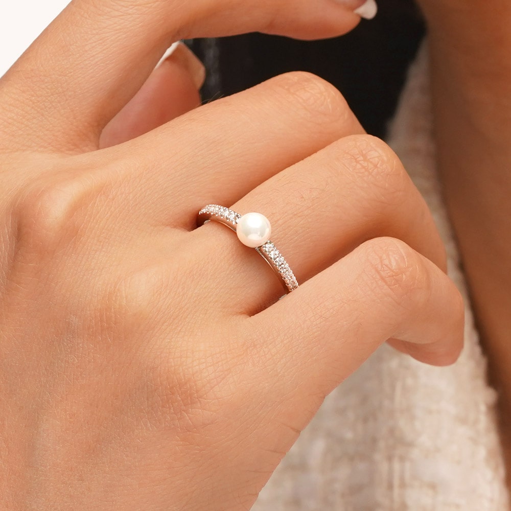 Gnoce Pearl Solitaire Ring_5