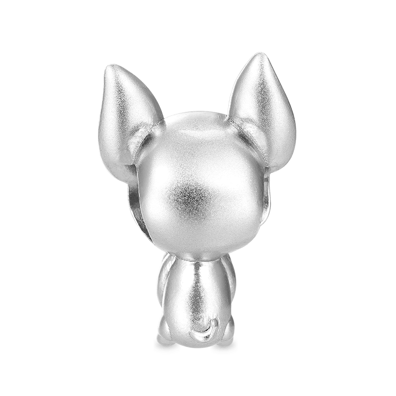 Chihuahua Embraces Heart Gemstone Charm Bead Sterling Silver_2