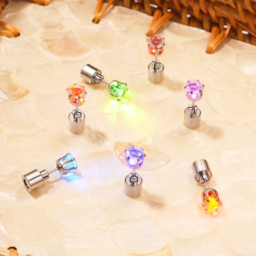 Gnoce Green Party Light-up LED Stud Earring_5