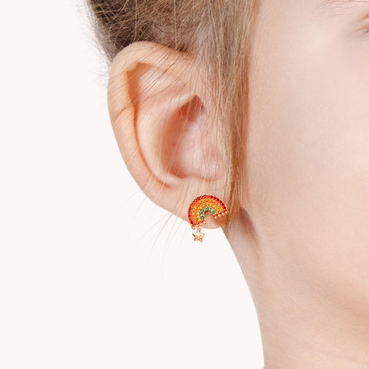 Gnoce Rainbow Stud Earrings Platinum-plated Silver Blend_4
