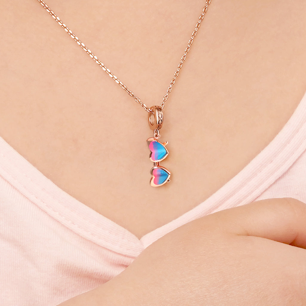 Gnoce "Summer Rainbow" Sunglasses Charm Bead Pendant Rose Gold Plated 925 Sterling Silver_4