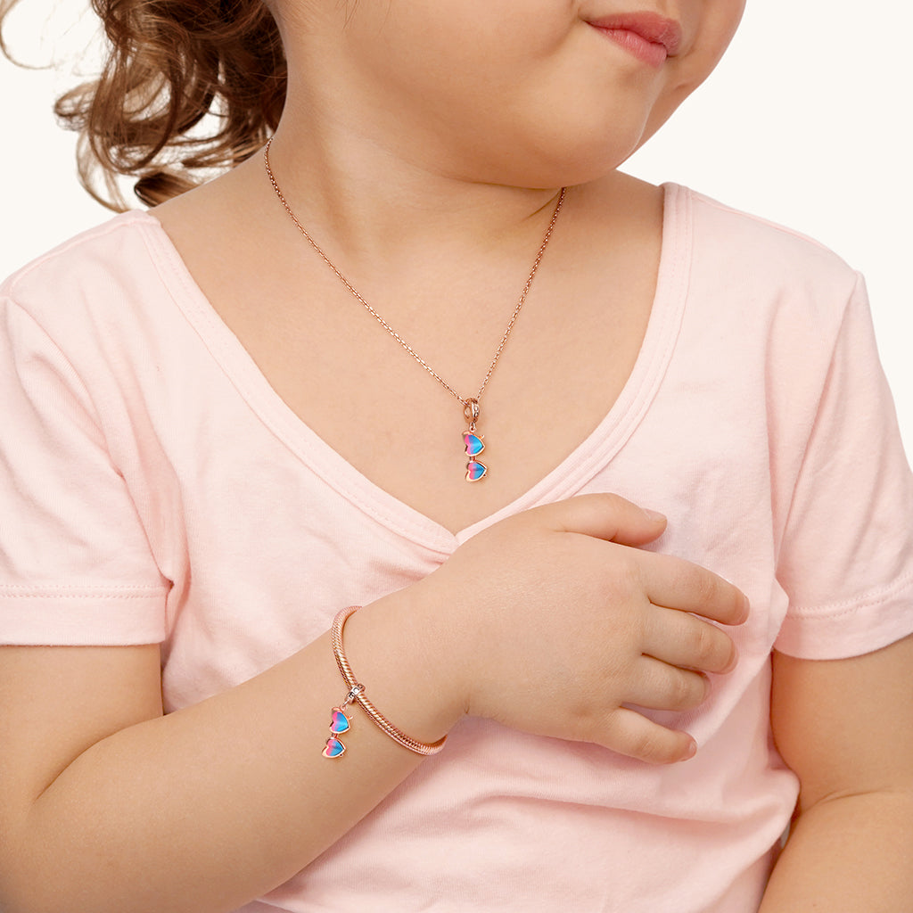 Gnoce "Summer Rainbow" Sunglasses Charm Bead Pendant Rose Gold Plated 925 Sterling Silver_3