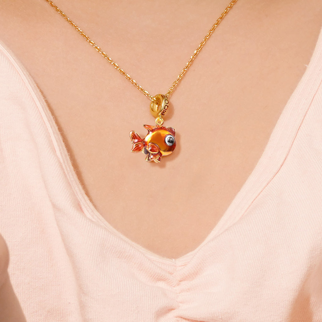 Goldfish Pendant Dangle Charm Sterling Silver 18k Gold Plated_3