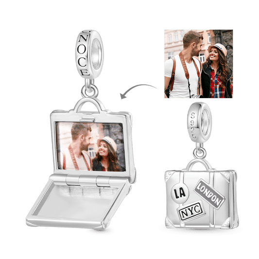 Gnoce Openable Personalized Photo Suitcase Pendant Dangle Charm_2