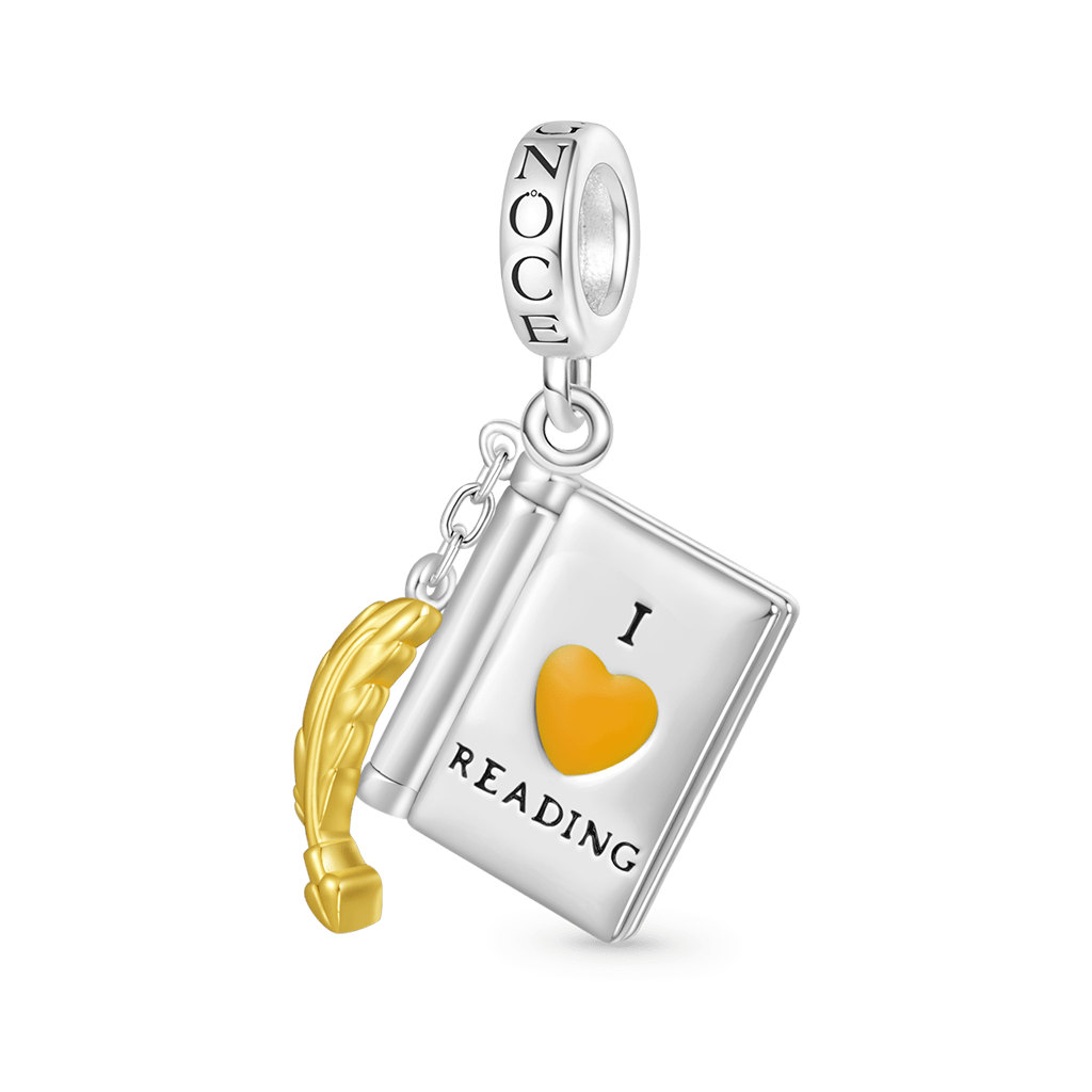 Gnoce “I lOVE READING" Openable Book Charm Platinum-plated Silver Blend_2